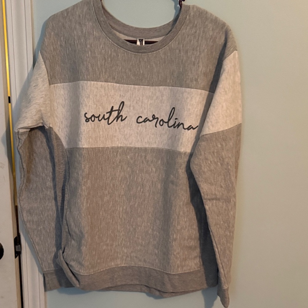 Gray and White Women's Crew Neck